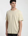 Polera manga corta hombre Palm beige - Algodón orgánico