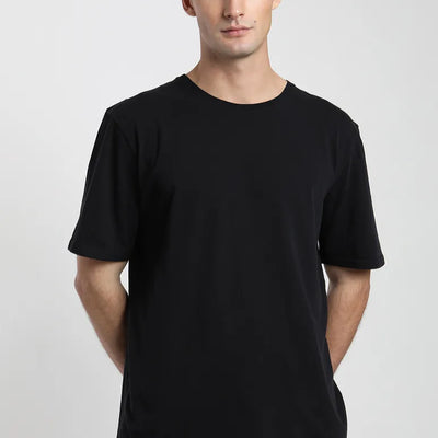 Polera manga corta hombre Plain negro - Algodón orgánico