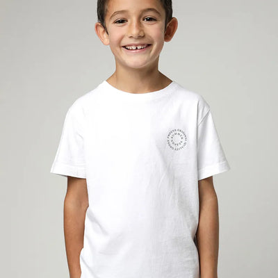 Polera manga corta kids Logo text blanco - Algodón orgánico