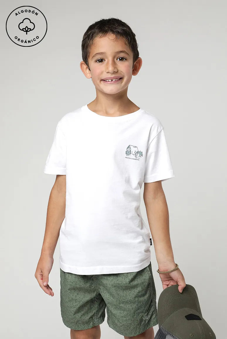 Polera manga corta niño Bungalow blanco - 2