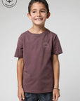 Polera manga corta kids Logo text burdeo - Algodón orgánico