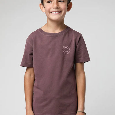 Polera manga corta kids Logo text burdeo - Algodón orgánico