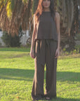 Blusa sin mangas Caulle café