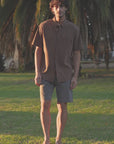 Camisa manga corta Texture café