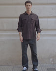 Camisa manga larga Franela café - Algodón orgánico