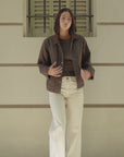 Chaqueta mujer Rocío café - Algodón orgánico waxed