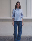 Blusa manga larga Ellie rayas celeste