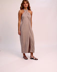 Vestido largo mujer Cross taupe