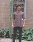 Polera manga corta hombre mao café