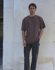 Polera manga corta hombre Oversize café