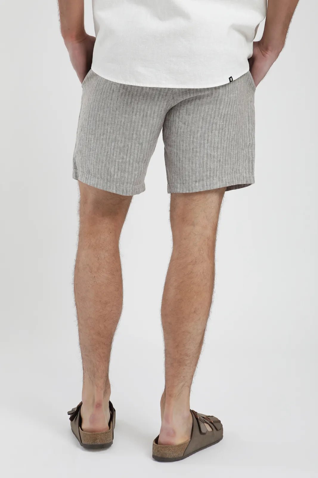 Short hombre de Lino rayas taupe - Frøens