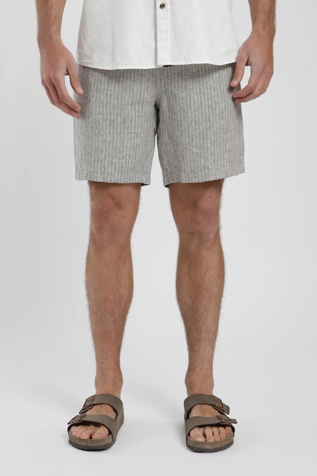 Short hombre de Lino rayas taupe - Frøens