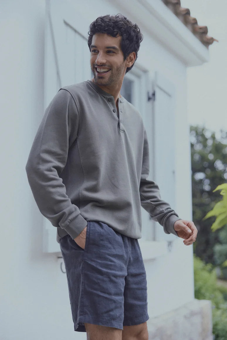 Short hombre lino azul Froens