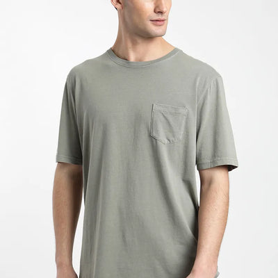 Polera manga corta hombre Bolsillo Stitch verde - Algodón orgánico