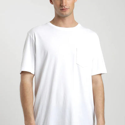 Polera manga corta hombre Bolsillo Stitch blanco - Algodón orgánico