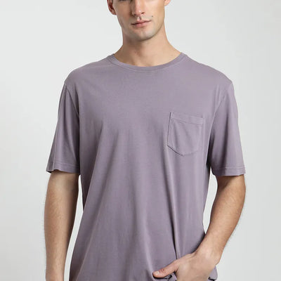 Polera manga corta hombre Bolsillo Stitch malva - Algodón orgánico