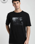 Polera manga corta hombre Foto surf negro - Algodón orgánico