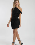 Vestido corto asimétrico negro Froens
