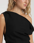 Vestido corto asimétrico negro Froens