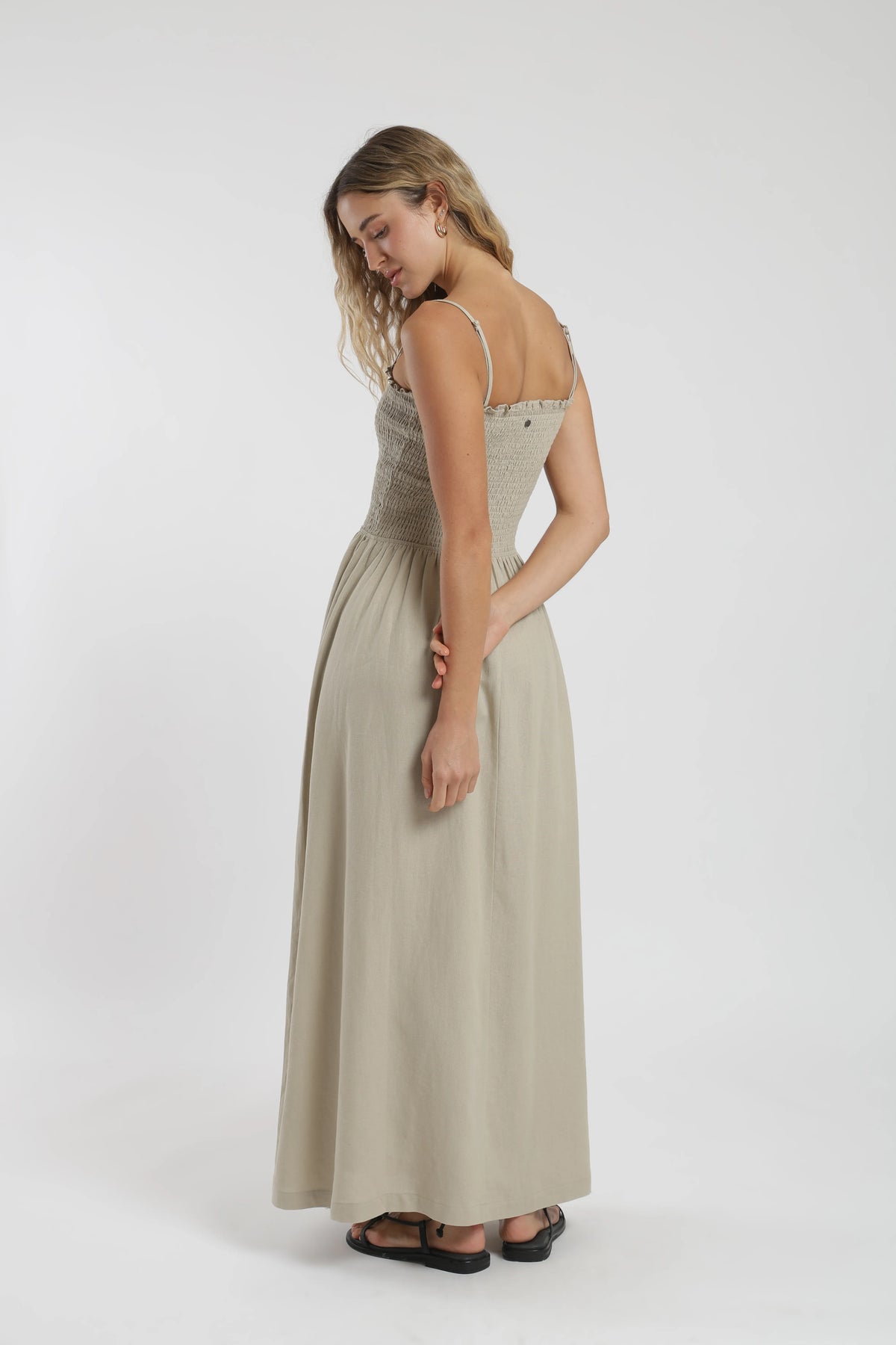 Vestido largo panal beige Froens