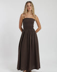 Vestido largo panal café Froens
