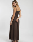 Vestido largo panal café Froens