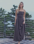 Vestido largo panal café Froens