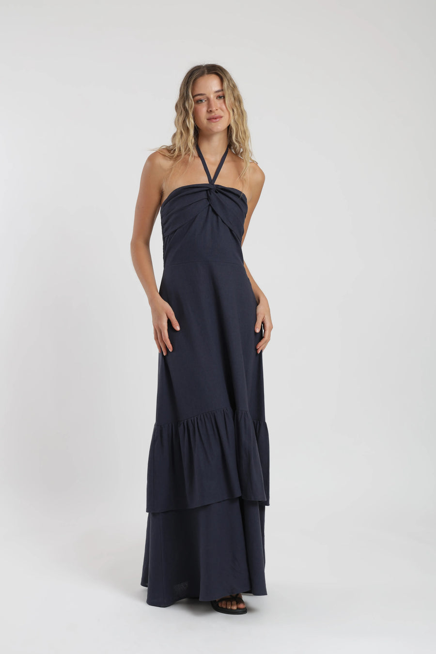 Vestido largo vuelos azul Froens