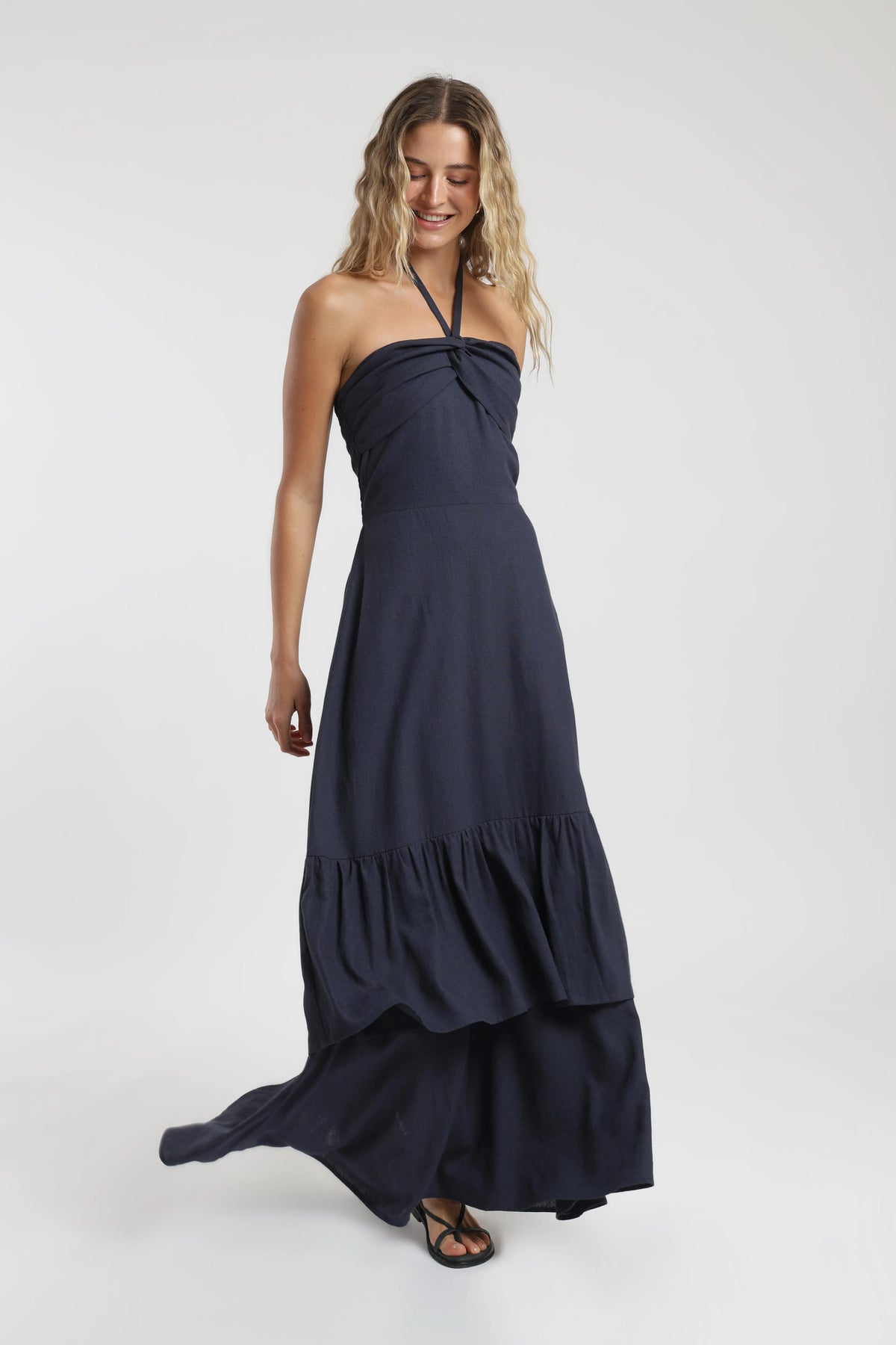 Vestido largo vuelos azul Froens