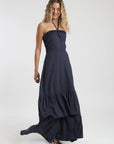 Vestido largo vuelos azul