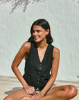 Vest Sándalo negro - Lino - Frøens