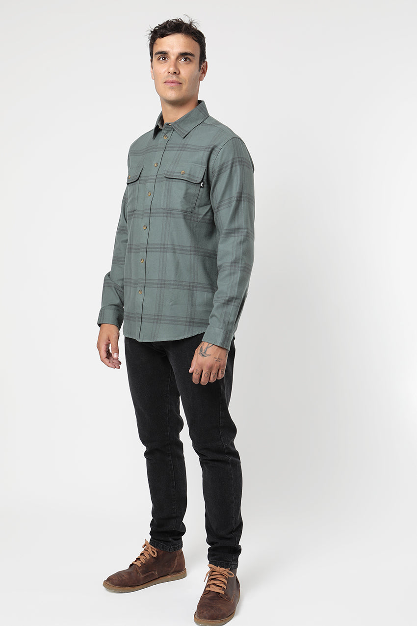 Camisa manga larga print Franela verde