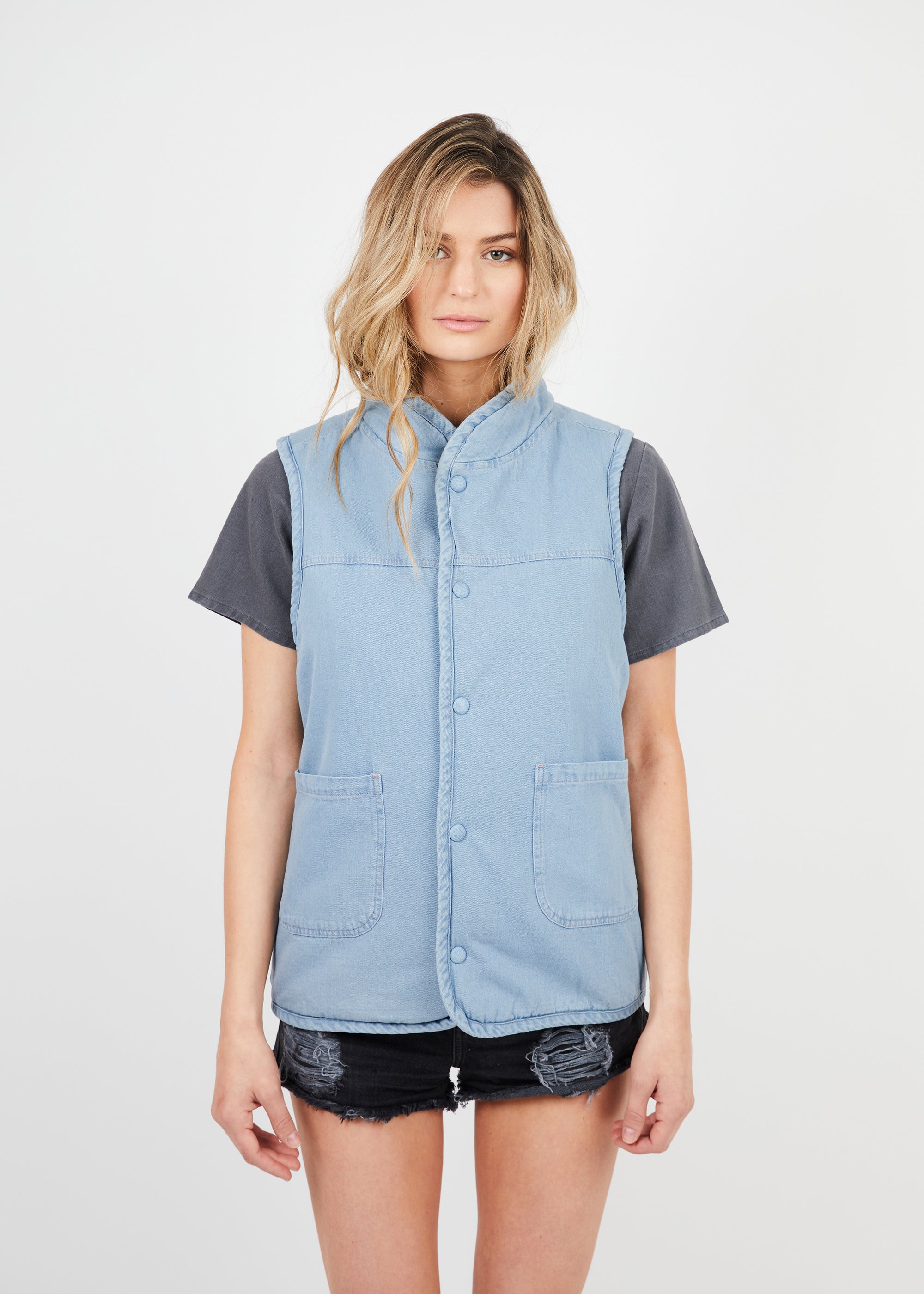 Chaqueta mujer sin mangas celeste - Frøens